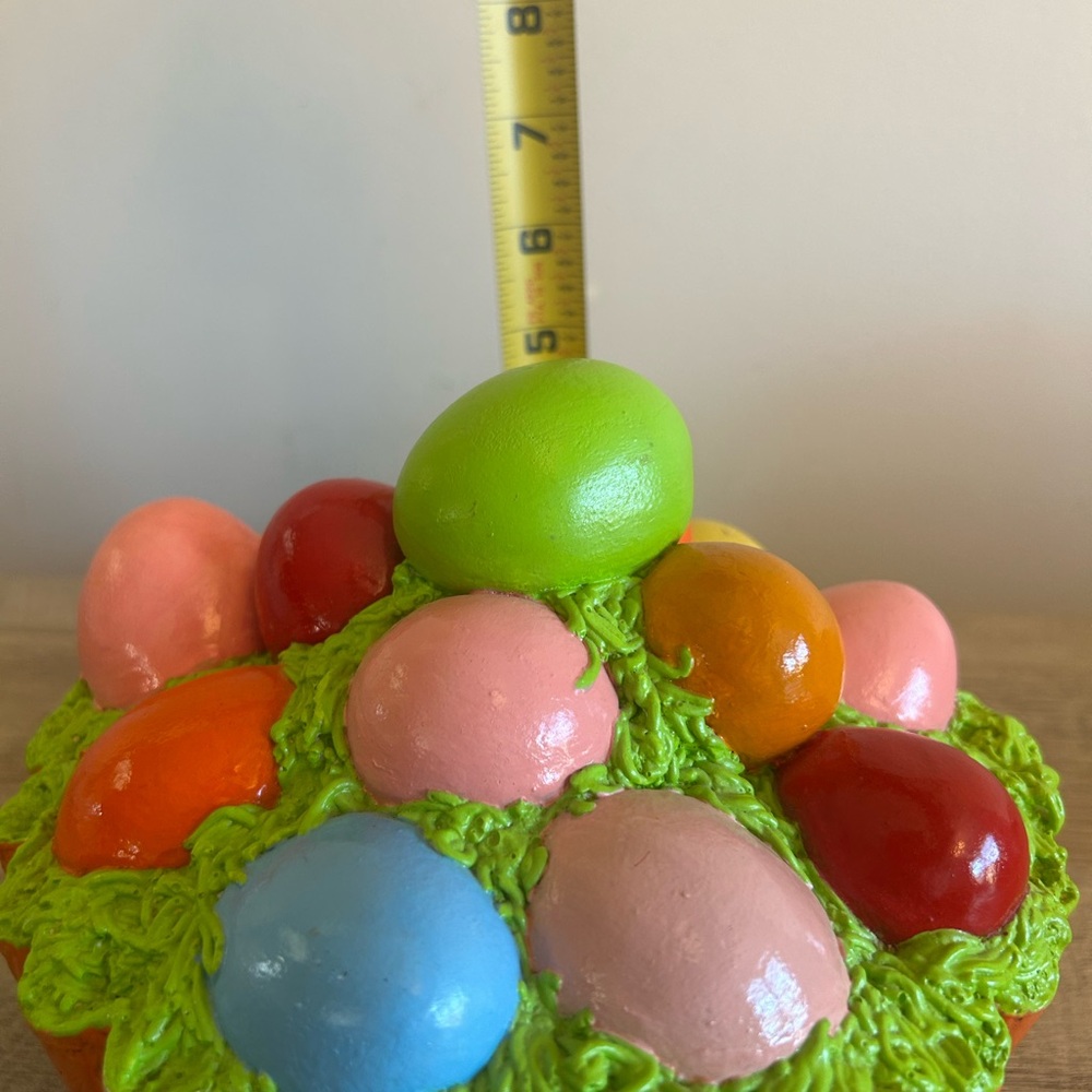 Easter Centerpiece Decor Hand Crafted Pottery Easter Egg Cupcake 6” Long 5” Tall - Picture 10 of 10